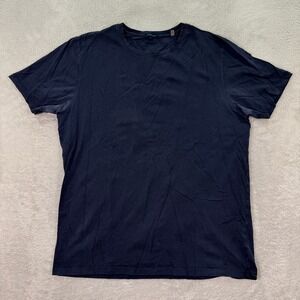 Patrick Assaraf Mens XL Navy Blue Cotton Stretch Crew Neck T Shirt Casual Adult